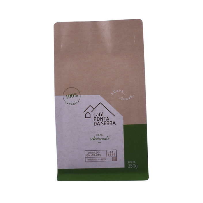 Flat bottom kraft paper cafe grounded packaging nz with valve