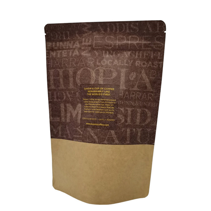 Custom Printed Kraft Stand Up Resealable Pouches Coffee Bag