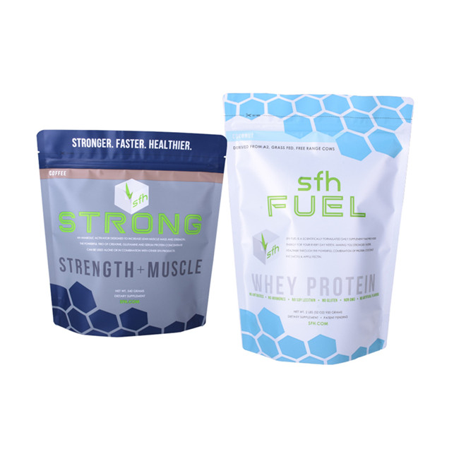 Wholesale stand up pouch nutrition whey protein bag with zipper