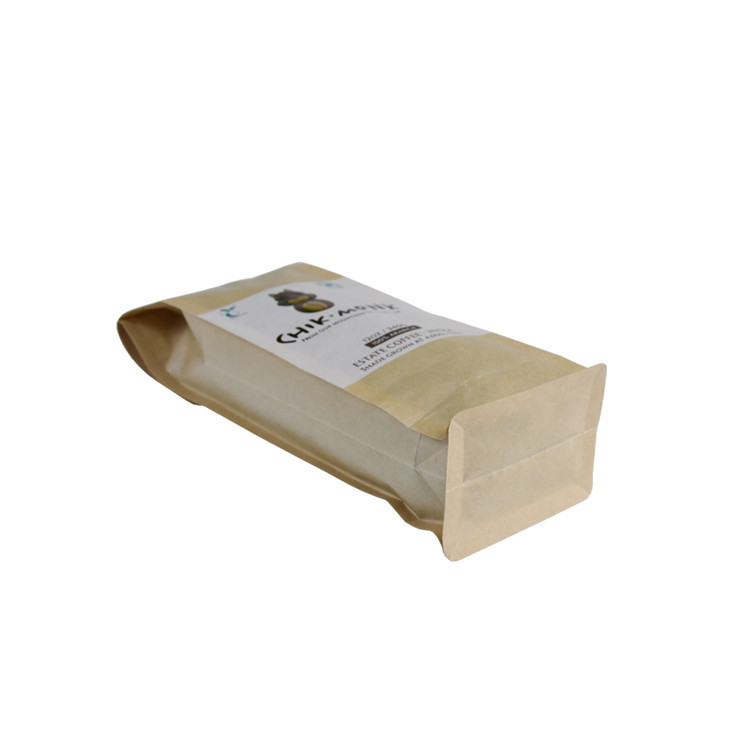 High Quality Hot Stamp Logo Biodegradable Kraft Paper Box Bottom Coffee Bag Wholesale