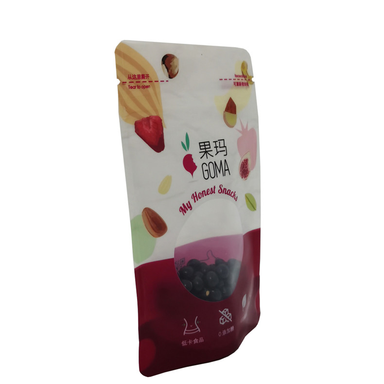 Digital Printing Stand Up Snack Packaging Flat Bottom Bag For Nuts