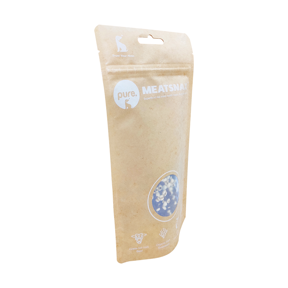 Custom Printing for Pet Food Home Compostable Packaging Stand Up Kraft Paper Bag with Window