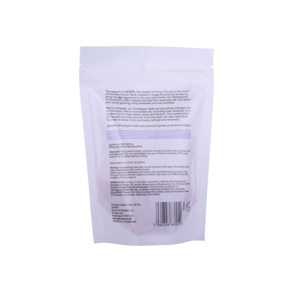Sustainable Recyclable Plastic White Bath Salt Packaging Bag For Sale