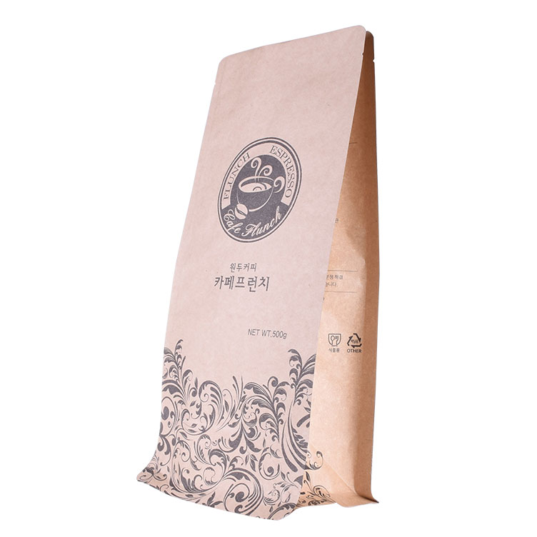 Customized 100% Compostable Kraft Paper Coffee Bags with Valve And Zipper Wholesale