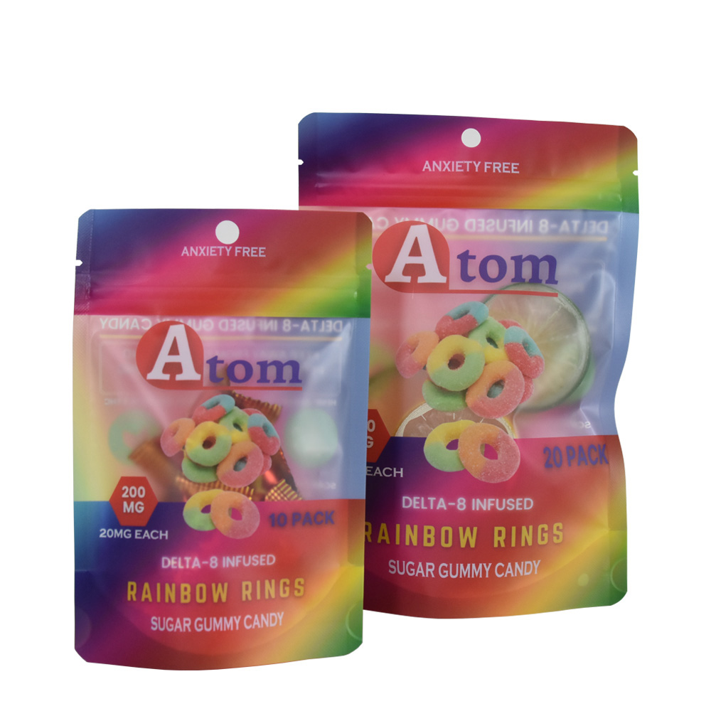 Custom Color Printed CBD Gummy Candy Stand Up Pouch Recyclable Bag Packgaing