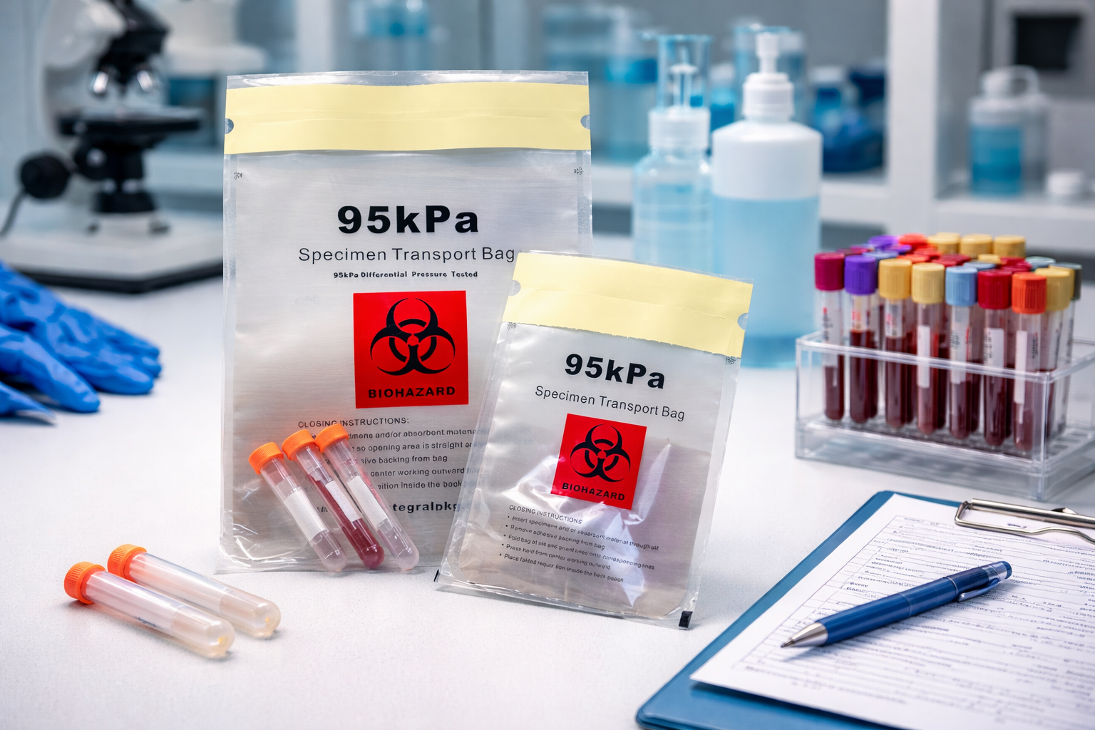 95kPa Lab Specimen Transport Bag with Absorbent Pouch